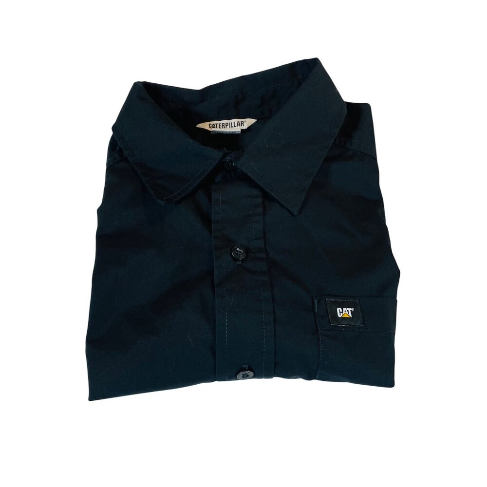 Caterpillar Men's Black Button-Up Shirt S Small Chest Pocket W Logo - Picture 8 of 8